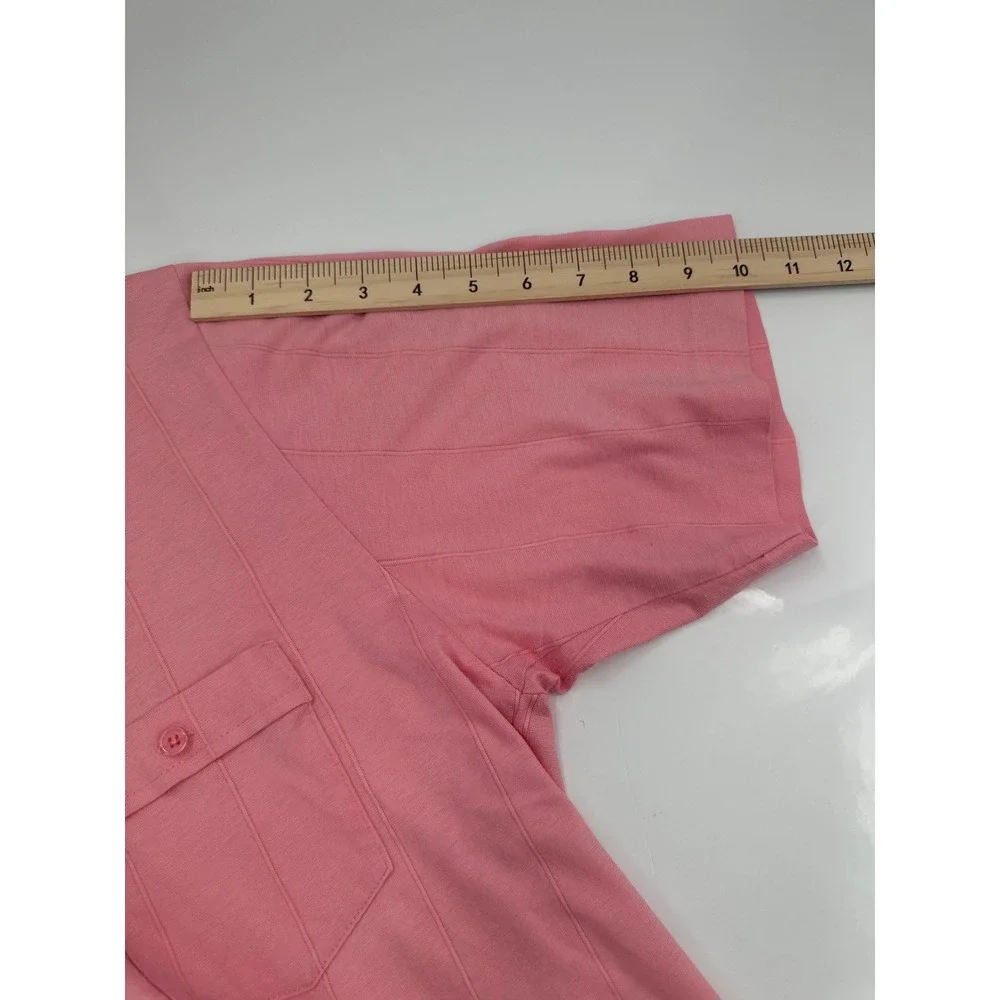 Vintage London Fog Mens Pink Textured Stripe Short Sleeve Polo Shirt Large